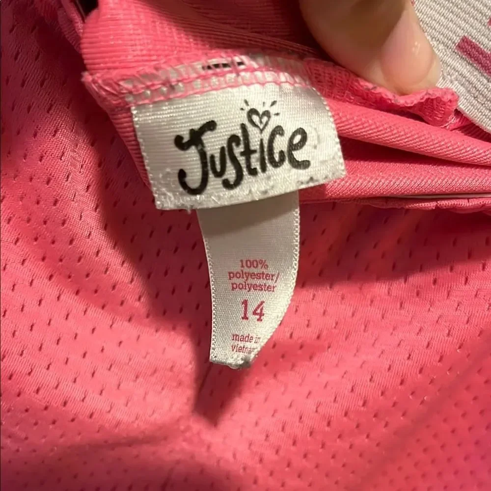 Justice Vibrant Pink and Soft White Mesh Shorts